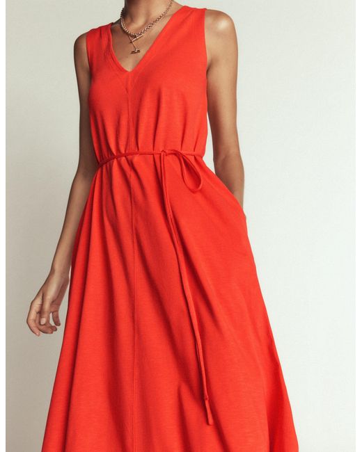Boden Red Mia V-Neck Jersey Midi Dress