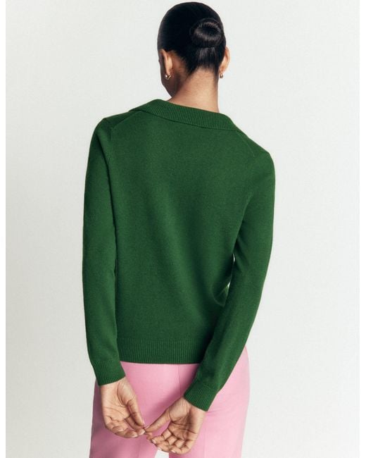 Boden Green Elsie Cashmere Henley Jumper