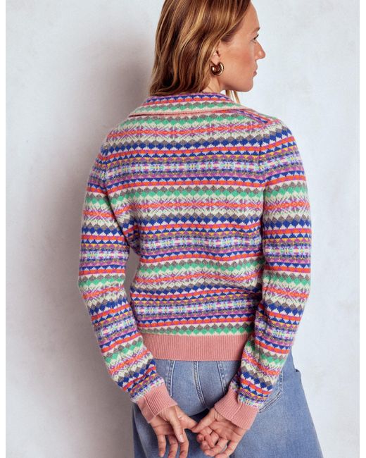 Boden Blue Edie Fair Isle Knitted Shirt