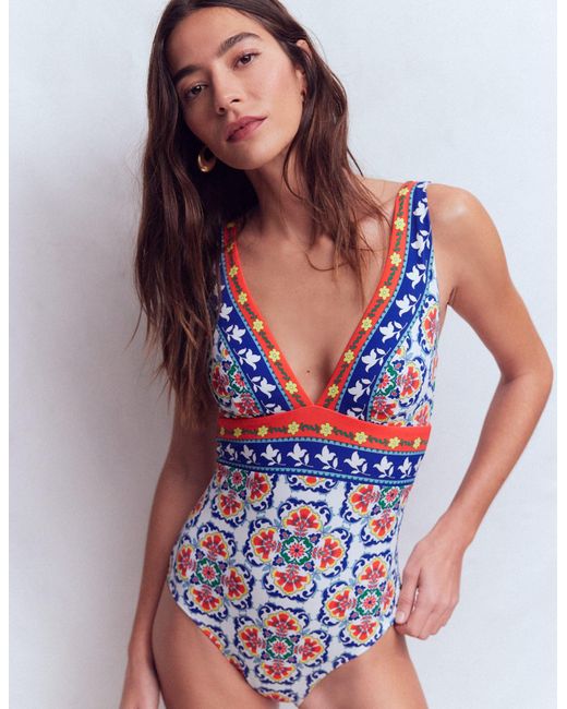 Boden Green Porto V-Neck Swimsuit