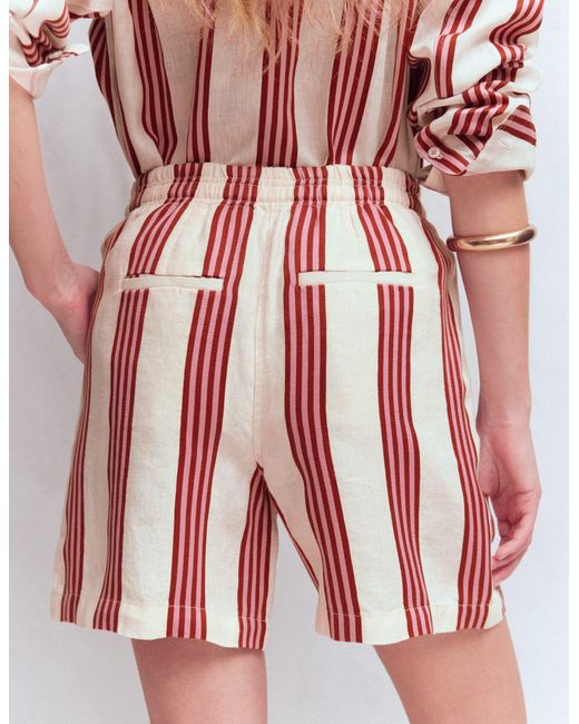 Boden Red Islington Linen Shorts