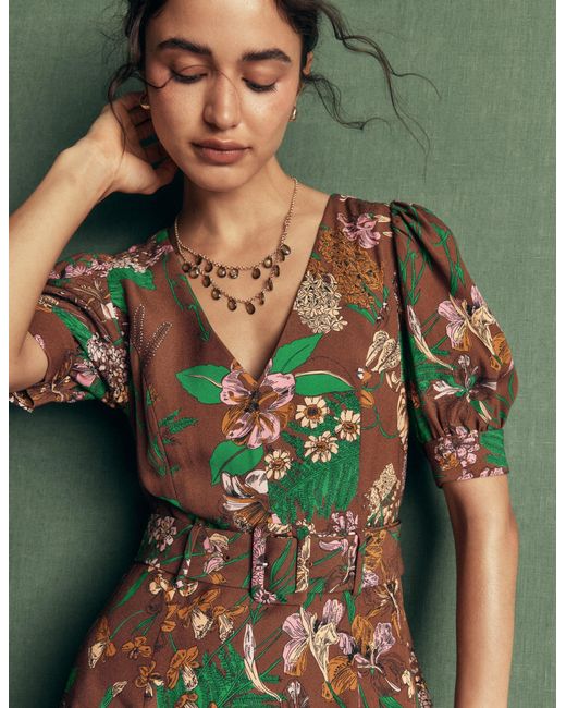 Boden Brown V Neck Layered Dress