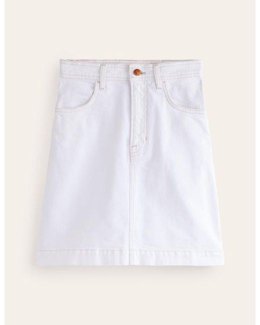Boden White Nell Denim Mini Skirt