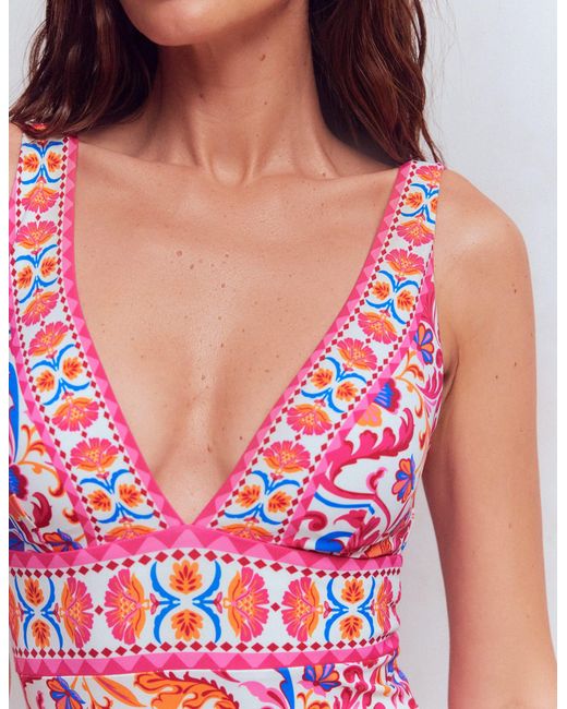 Boden Pink Porto V-Neck Swimsuit