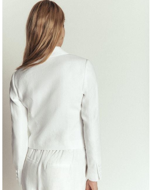 Boden White Dartmouth Linen Blazer