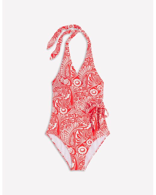 Boden Red Tilos Tie Side Swimsuit