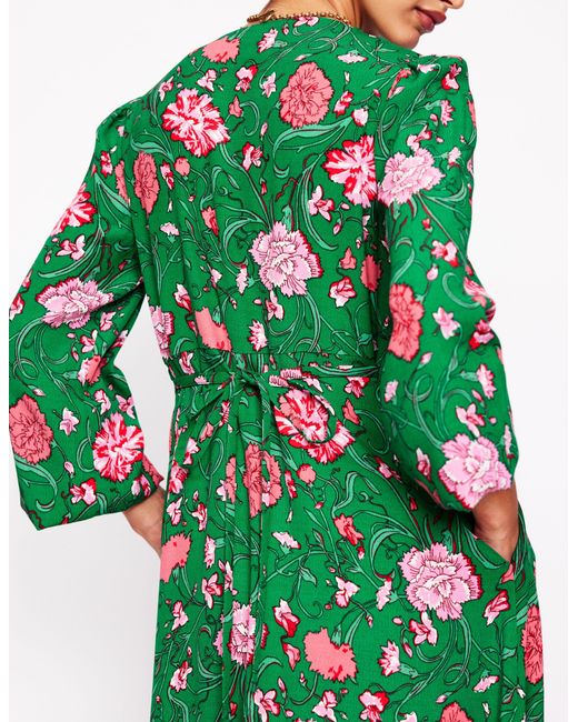 Boden Green Cynthia Button Tea Dress
