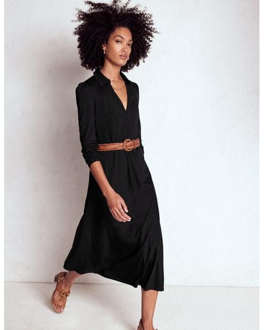 Boden Black Imogen Collared Jersey Dress
