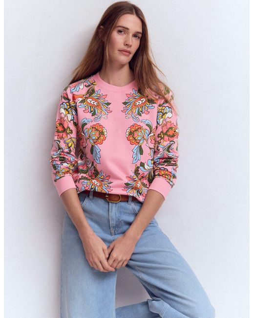 Boden Red Rosa Printed Sweatshirt