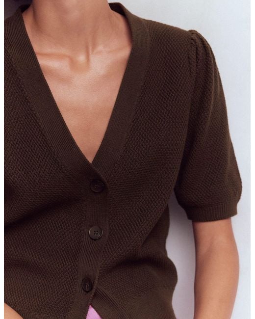 Boden Blue Hayley Cotton V-Neck Cardigan