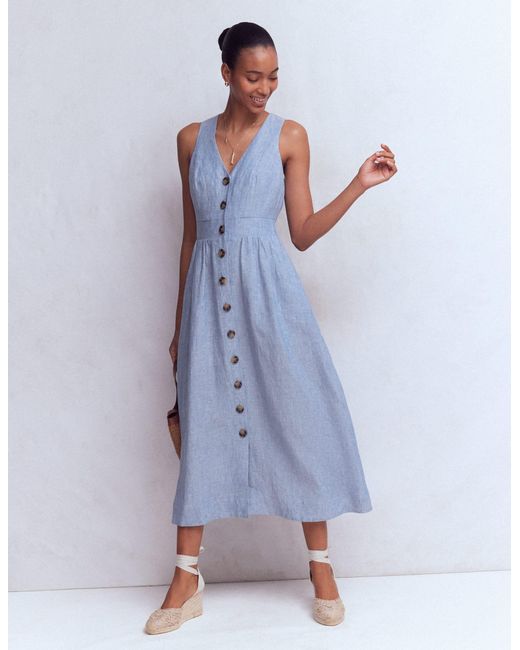 boden light blue dress Catherine Button Linen in tie belt make it YGroup_14902068805997 Betsy & Adam Black Color:Pink Peony