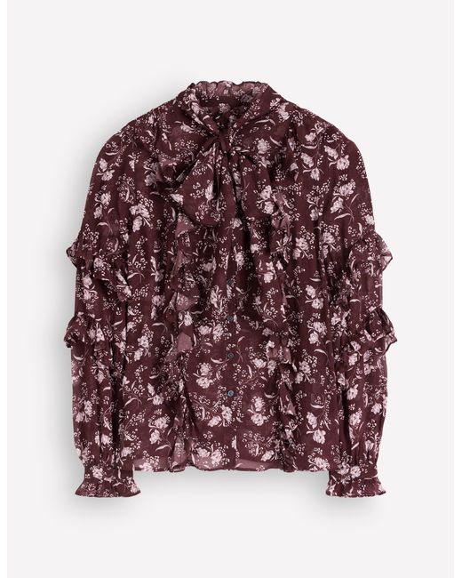 Boden Blue Ruffled Georgette Top
