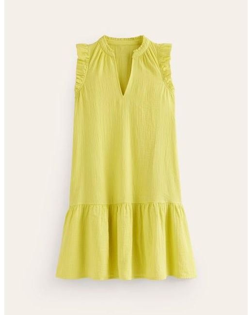 Boden Yellow Daisy Double Cloth Short Dress