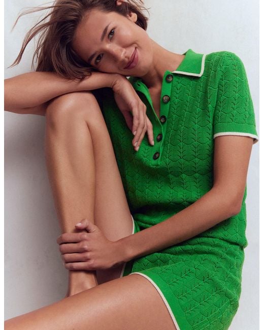 Boden Green Pointelle Henley T-Shirt