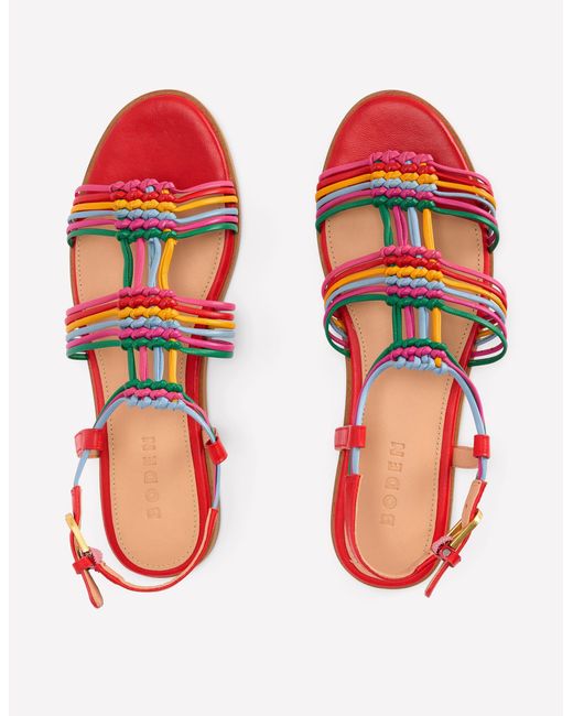 Boden Red Multi Strap Knot Sandal