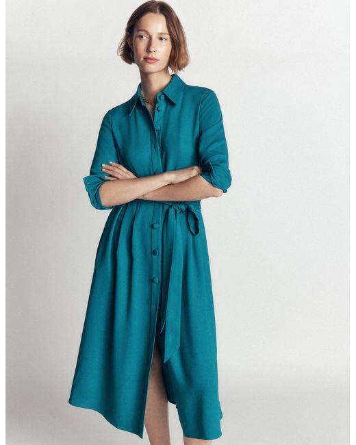 Boden Blue Kate Pleated Shirt Dress