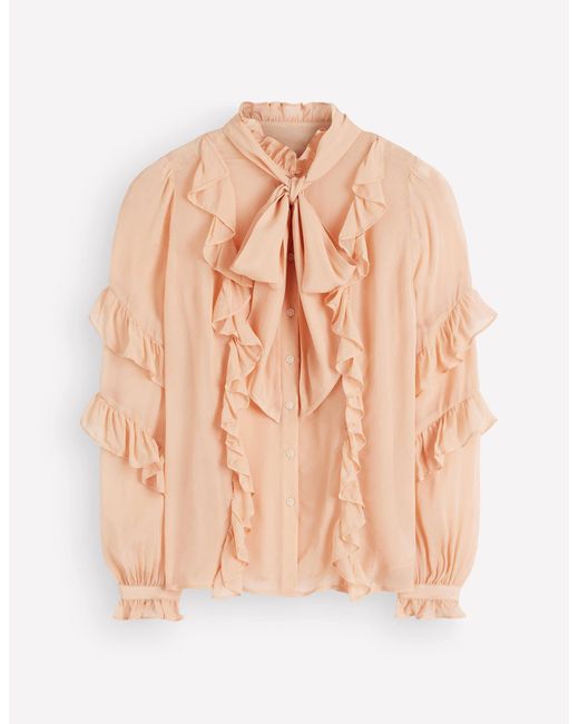 Boden Green Ruffled Georgette Top