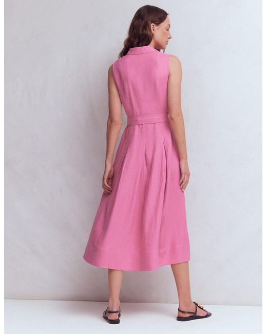 Boden Pink Belinda Linen Shirt Dress