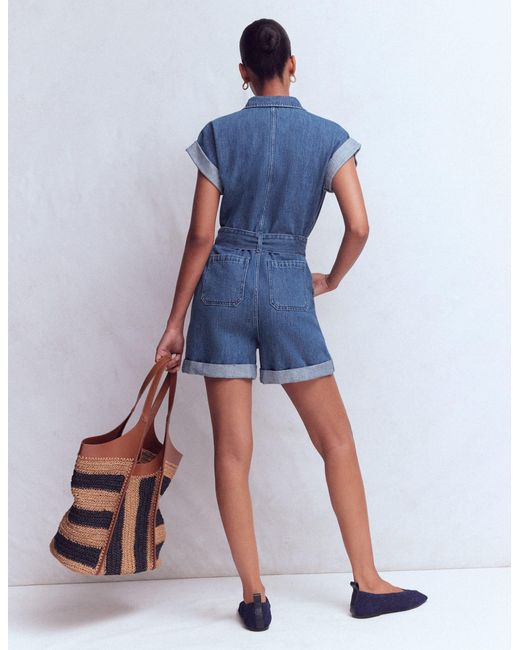 Boden Blue Kay Denim Playsuit