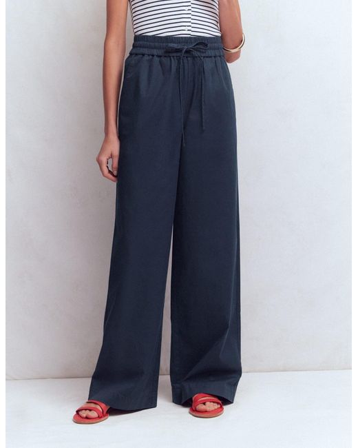Boden Blue Greenwich Tie Waist Trousers