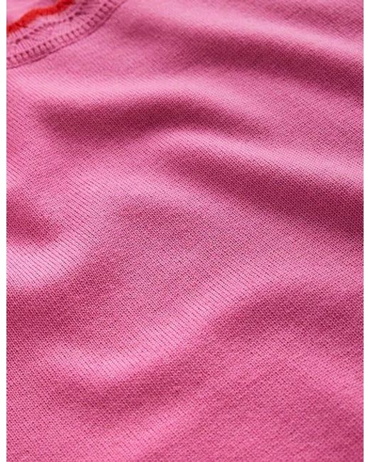 Boden Pink T-Shirt Aus Merinowolle Mit Muschelstrick Damen