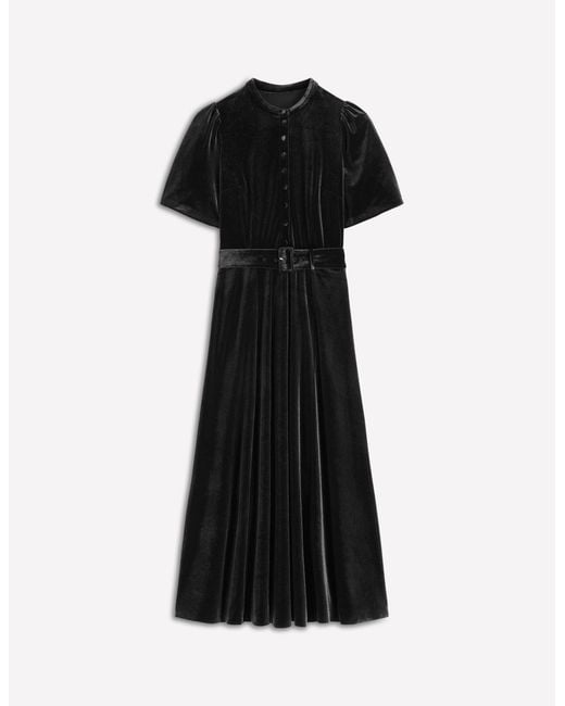 Boden Black Kate Velvet Shirt Dress