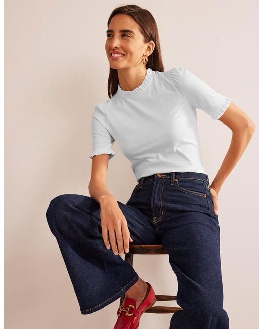 Boden White Supersoft Frill Detail T-Shirt