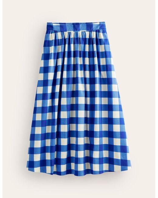 Boden Blue Layla Cotton Sateen Skirt