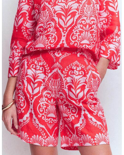 Boden Red Kensington Linen Shorts