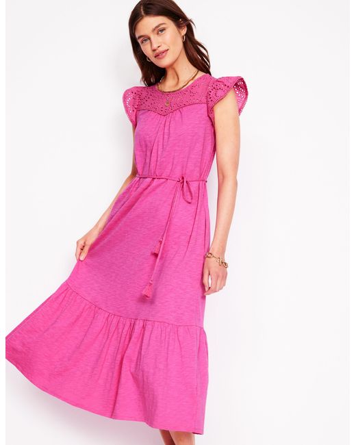Boden Pink Juliet Broderie Midi Dress
