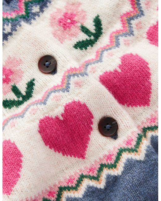 Boden Blue Edie Fair Isle Cardigan