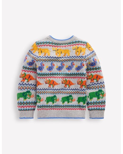 Pull Motif Jacquard-Animaux Préhistoriques Gris Chiné Boden pour homme en coloris Multicolor
