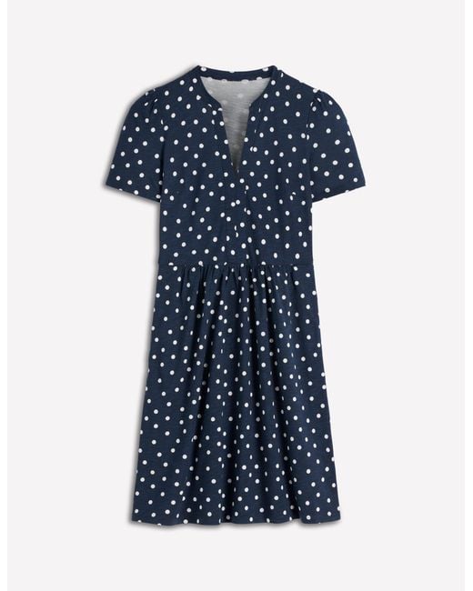 Boden Blue Naomi Short Jersey Dress-Cerulean, Blossomy