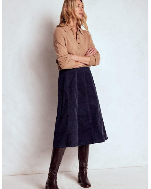 Boden Blue Joy Cord Midi Skirt