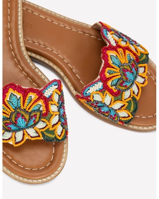 Boden Multicolor Beaded Flower Flat Sandal