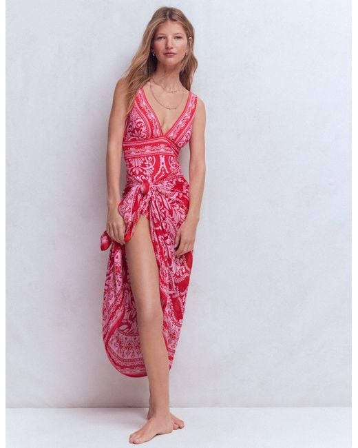 Boden Pink Porto V-Neck Swimsuit