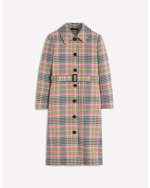 Boden Red Lancaster Belted Mac- Neon Check