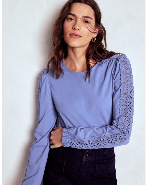Boden Blue Scarlett Oberteil Mit Lochstickerei-Besatz