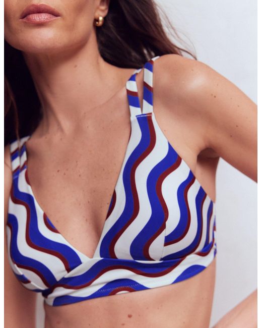 Boden Red Arles Bikini Top-Multi, Wavy Stripe