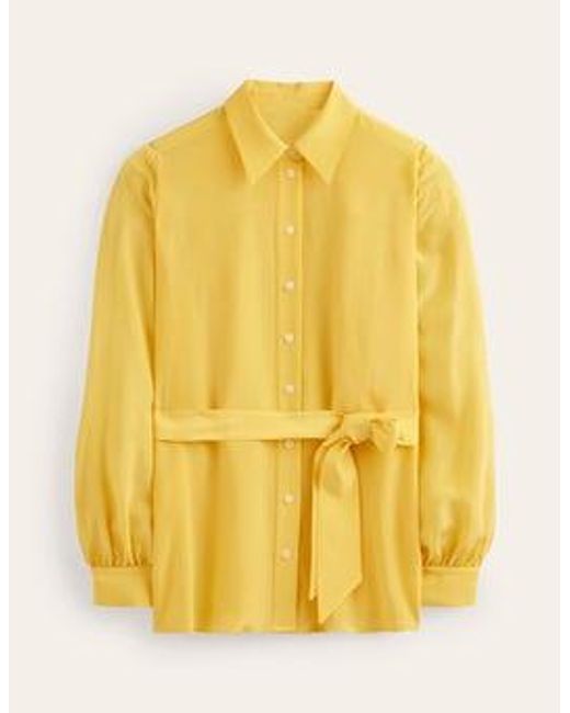 Boden Yellow Belted Silk Shirt