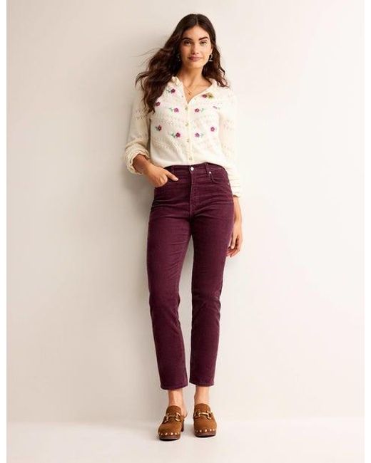 Boden Purple Corduroy Slim Straight Jeans
