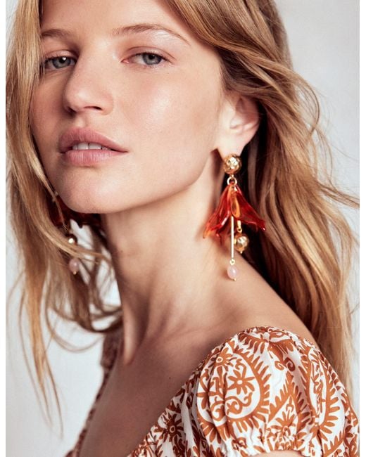 Boden White Flower Resin Earrings