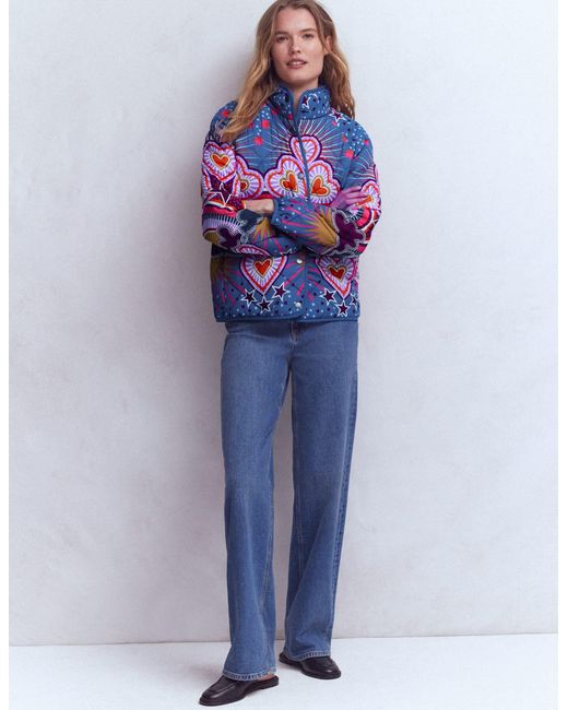 Boden Blue Printed Quilted Jacket-Multi, Conversational