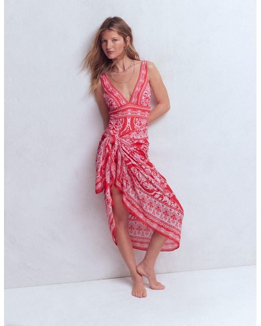 Boden Pink Printed Sarong Scarf