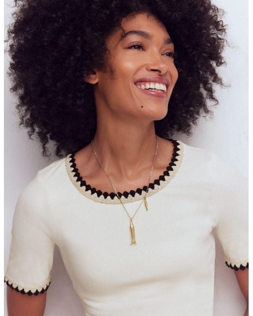 Boden White Maddie Trim Detail T-Shirt