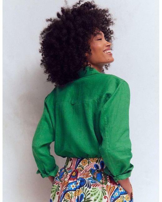 Boden Green Sadie Relaxed Linen Shirt