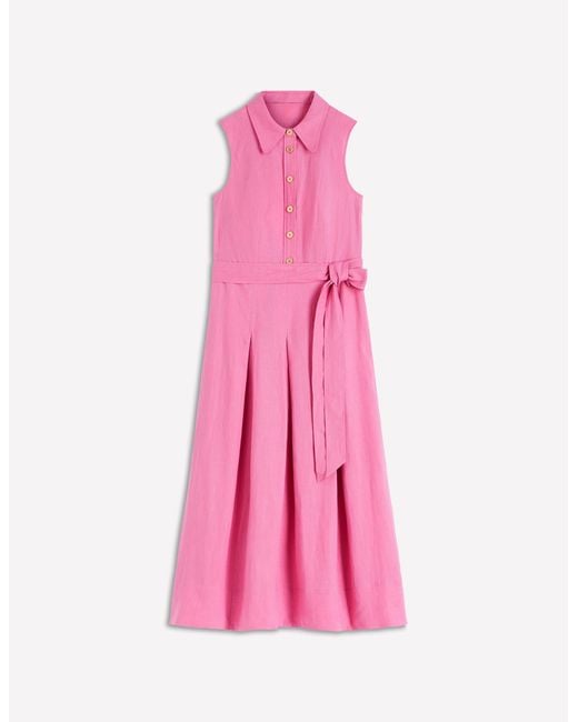 Boden Pink Belinda Linen Shirt Dress