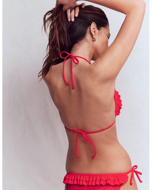 Boden Pink Ruffle Bikini Top