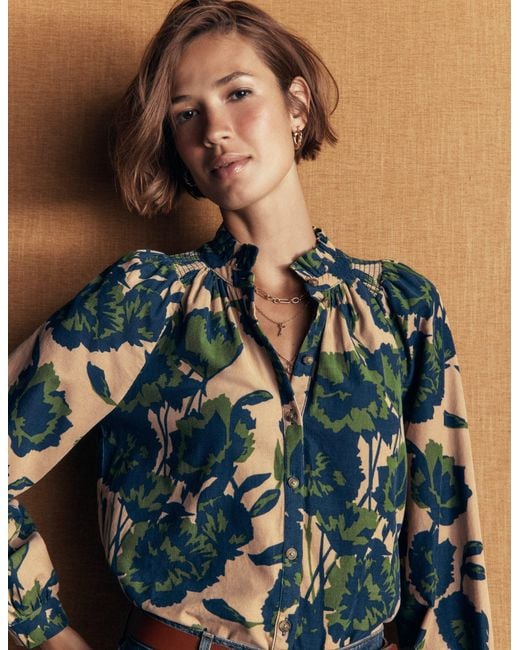 Boden Blue Erica Frill Cord Top