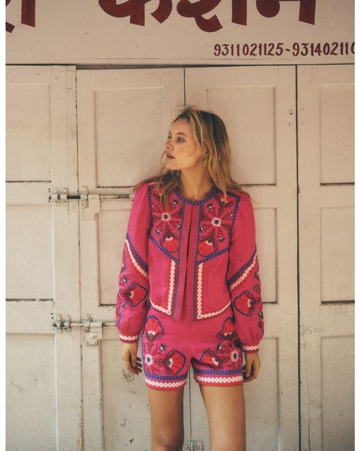 Boden Natural Embroidered Linen Jacket